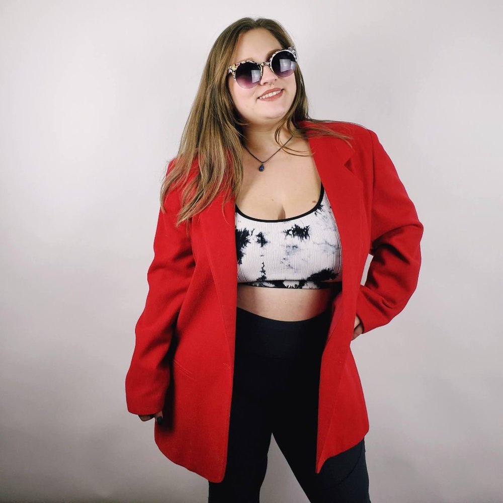 Vintage Red Blazer By Savannah 100% Wool